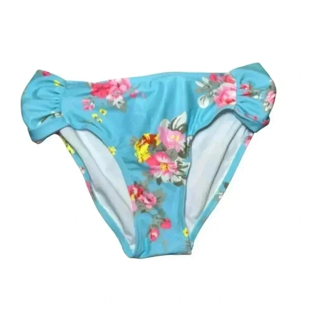 Seafolly Girls Paradise Garden Ruffle Bikini Blue Floral Size 14 NWT